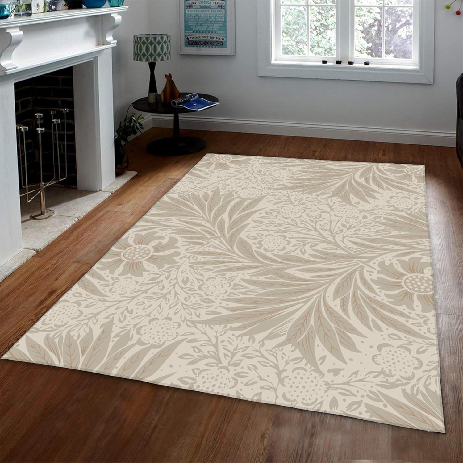 108×212 クリーム×桜色×グリーン　ボタニカル柄　トルコヴィンテージラグ ボタニカル柄 ヴィンテージトルコラグ#212 108×212 クリーム×桜色